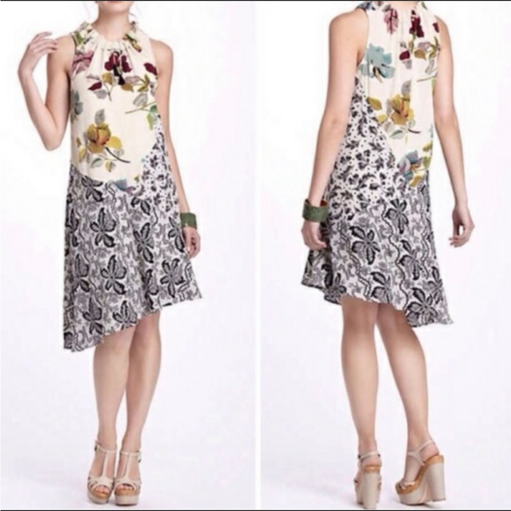 Anthropologie Postmark Multi Print Silk Arcadie Dress